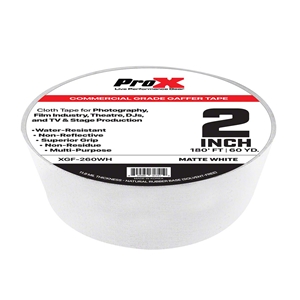 ProX GaffX™ 2" Commercial Grade Gaffers Tape, Matte White, 60 Yards gaffers tape, gaffx, commercial grade tape, commercial tape, stage tape, truss tape, dj tape, dj gear, wire organization, wire tape, cable tape